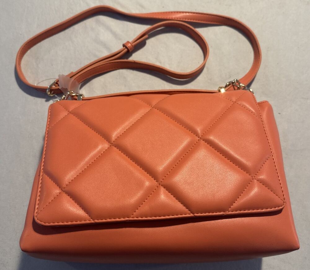 Apricot Square Woven Satchel Handbag - A New Day Crossbody Purse